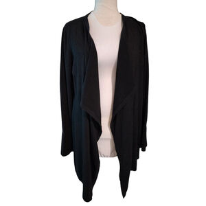 White House Black Market Black Shimmer Long Bell Sleeve Open Cardigan Cover-Up M